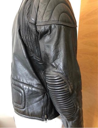 Chaqueta moto cuero negro MOTECNICA