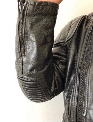 Chaqueta moto cuero negro MOTECNICA