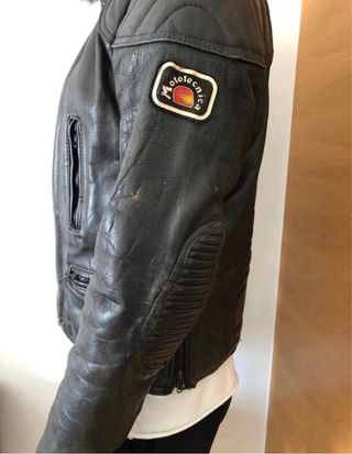 Chaqueta moto cuero negro MOTECNICA