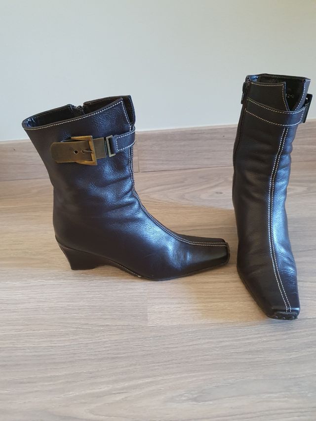 Botines de mujer de piel color marrón, T 36