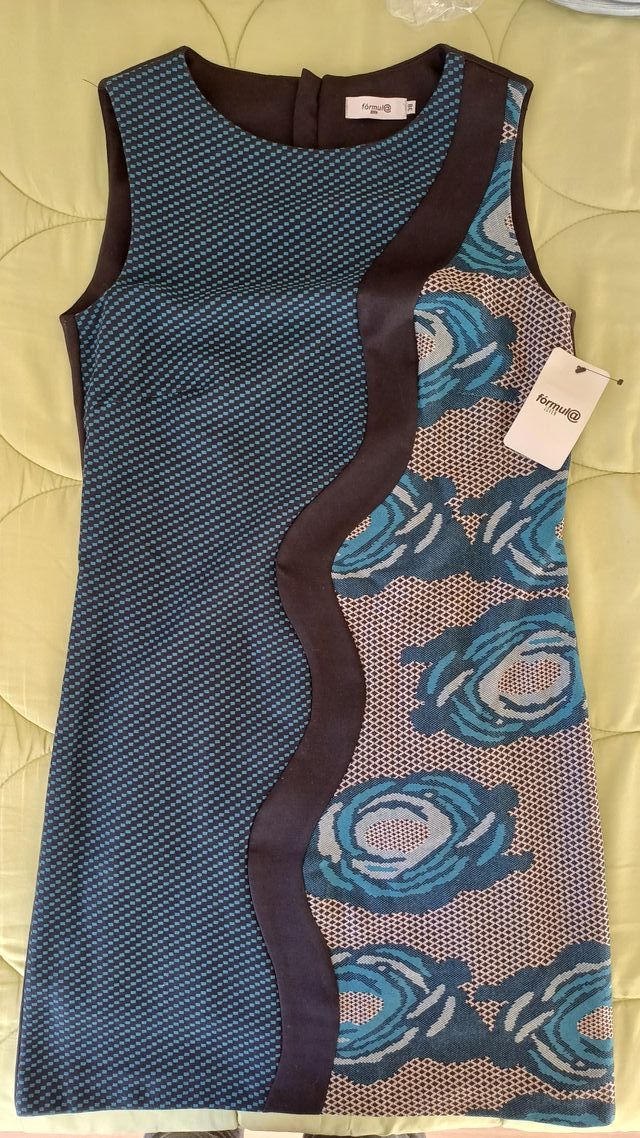 Vestido sin mangas negro y azul Fórmula joven