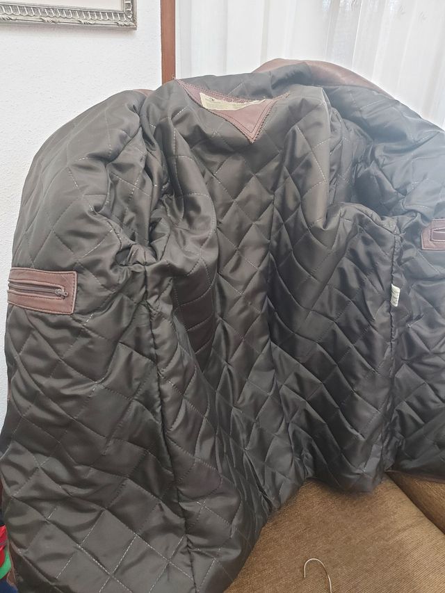 Cazadora cuero larga hombre