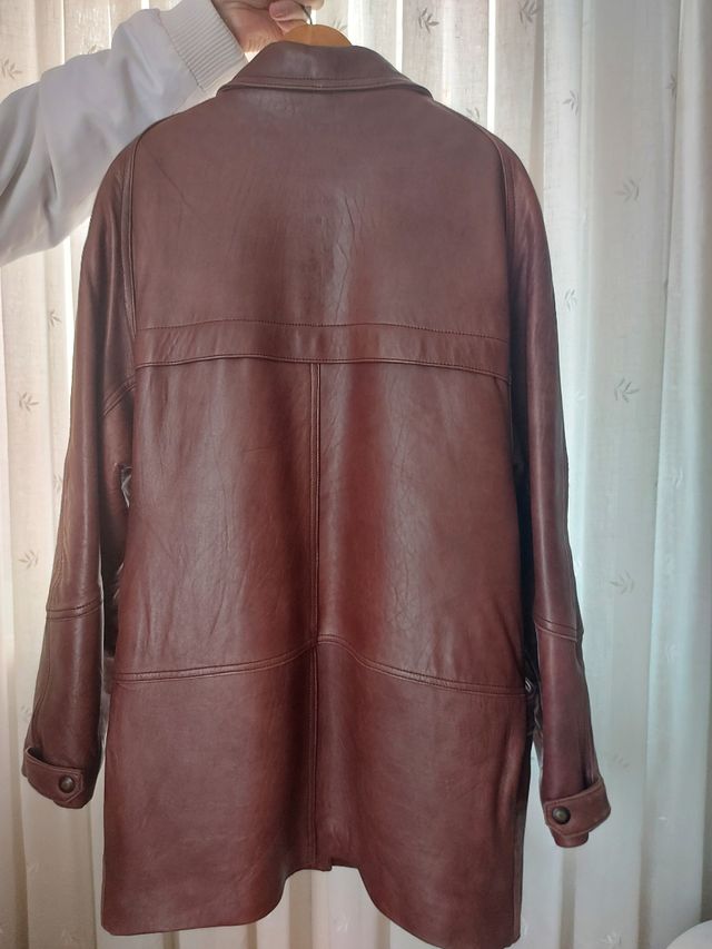 Cazadora cuero larga hombre