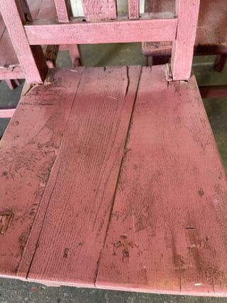 ✅3 sillas madera antigua restauradas pequeñas