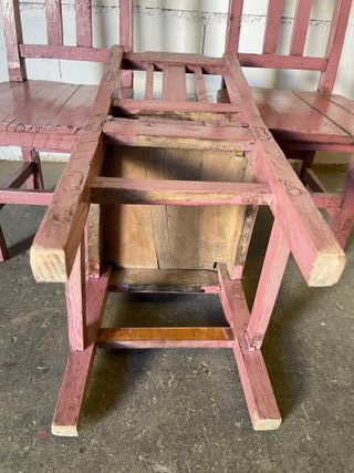✅3 sillas madera antigua restauradas pequeñas