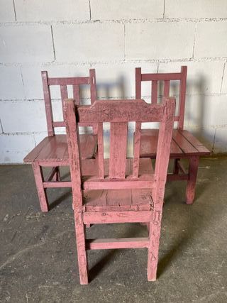 ✅3 sillas madera antigua restauradas pequeñas