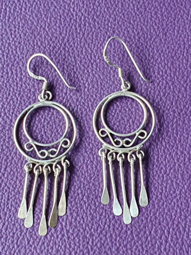 Pendientes de plata tipo cordon ,unicos.