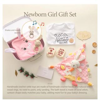Kit regalo recién nacido rosa.