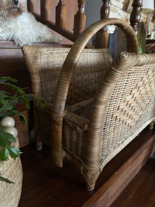Porta riviste in rattan vintage