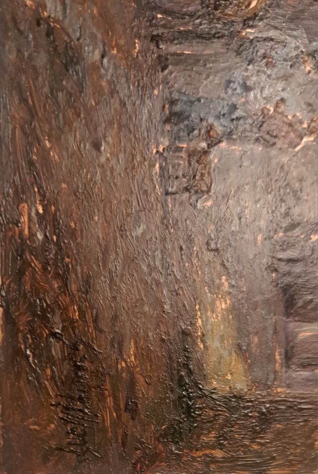 Oleo sobre bronce firmado Motivo Rural