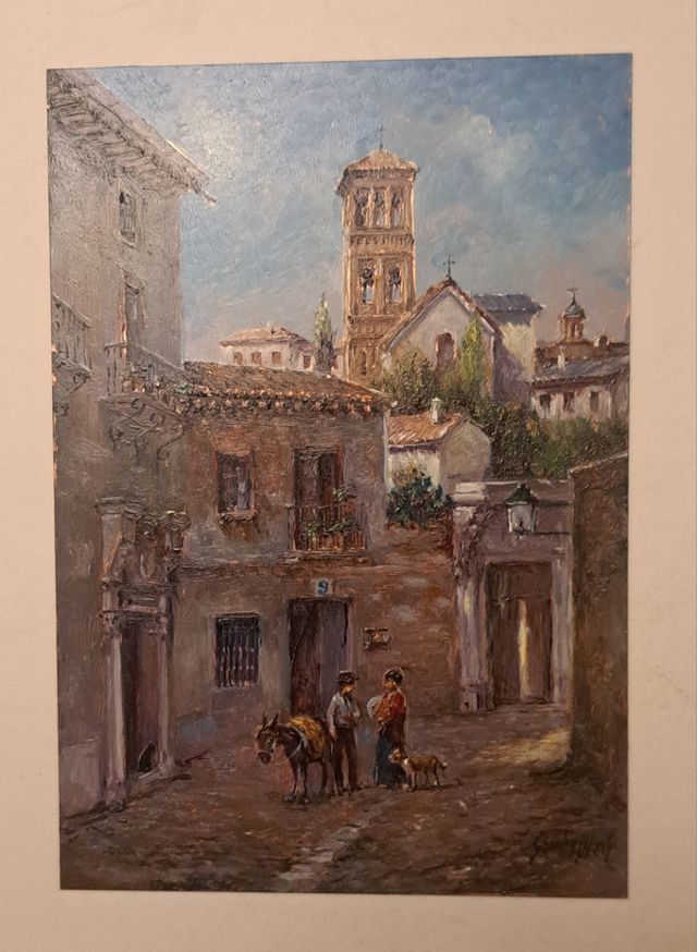 Oleo sobre bronce firmado Motivo Rural