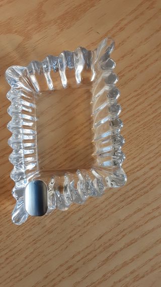 Cenicero cristal tallado y plata