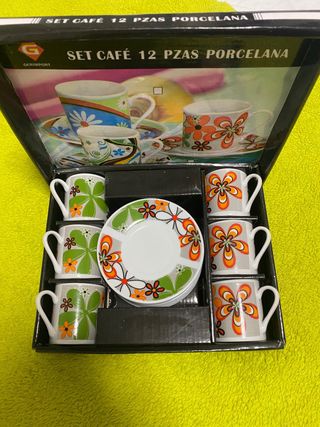 Juego de 6 tazas café porcelana