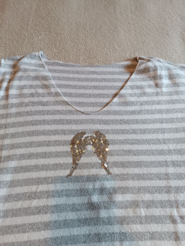 Jersey a rayas gris y blanco