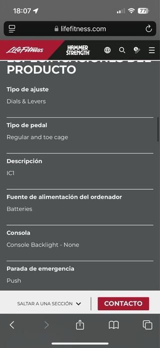 Bicicleta spinning  indoor Life Fitness IC1