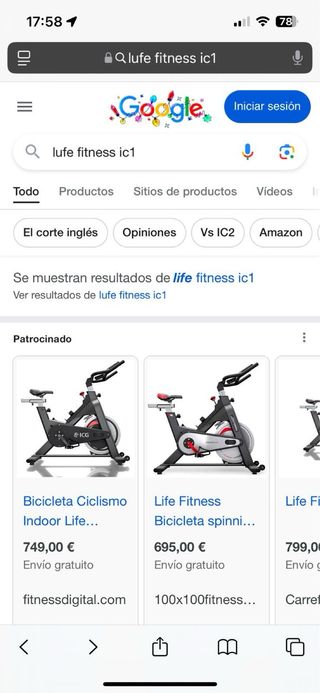 Bicicleta spinning  indoor Life Fitness IC1