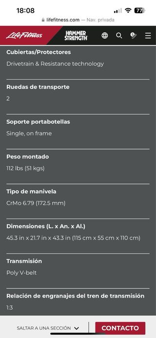 Bicicleta spinning  indoor Life Fitness IC1