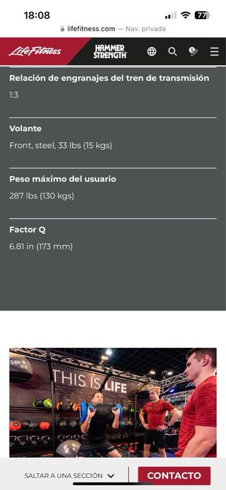 Bicicleta spinning  indoor Life Fitness IC1