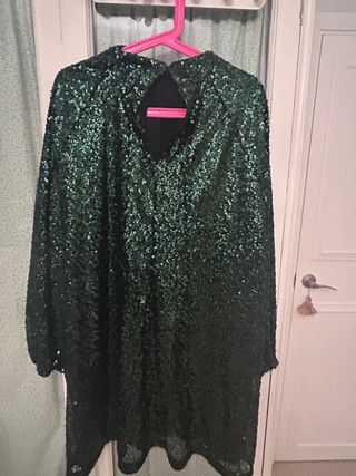 Vestido corto verde de lentejuelas h&m