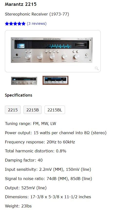 Receiver HiFi Marantz 2200 + Recap + Garantia