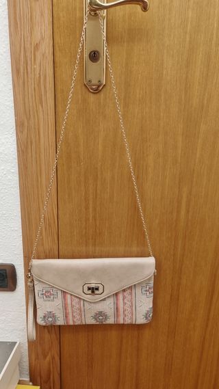 Bolso cartera beige étnico