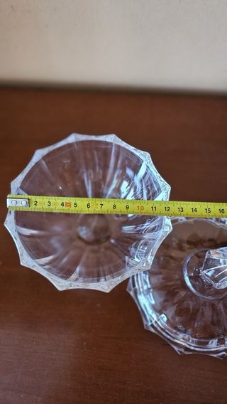 Bombonera y cenicero de cristal tallado