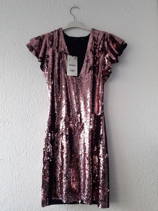 Vestido lentejuelas Zara Talla M