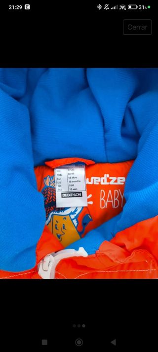 Buzo de nieve para niño