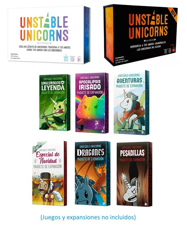 Caja 🌈Unstable Unicorns impresa en 3D custom