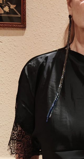 Pendientes extra largos strass