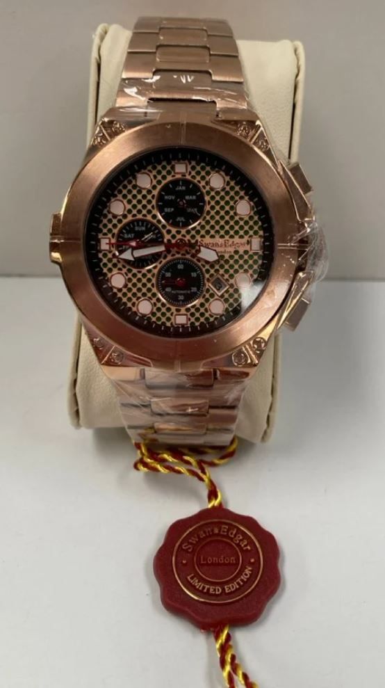 Reloj Automatico SWAN&EDGAR ORO ROSA y VERDE NUEVO