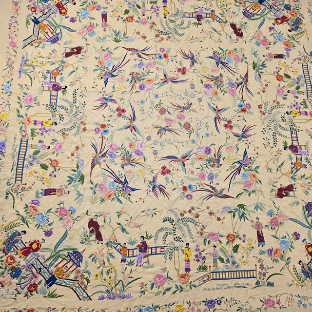 Manton de Manila rojo y marfil