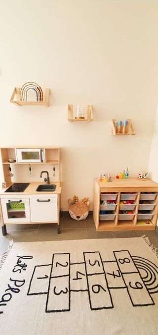 Juego dos baldas pared pino natural