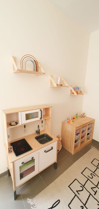 Juego dos baldas pared pino natural