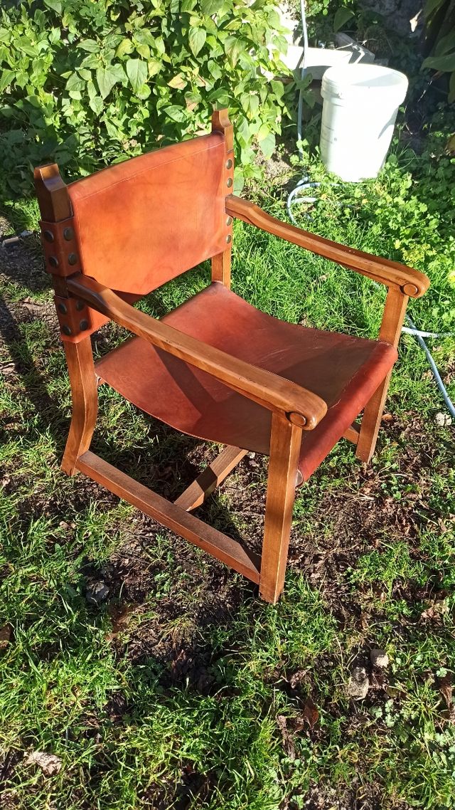 Sillón diseño safari piel vintage