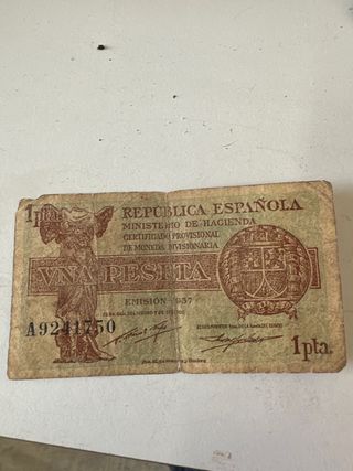 billete 1 peseta Republica española 1937