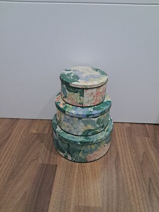 Set de 3 cajas metálicas con tapa vintag