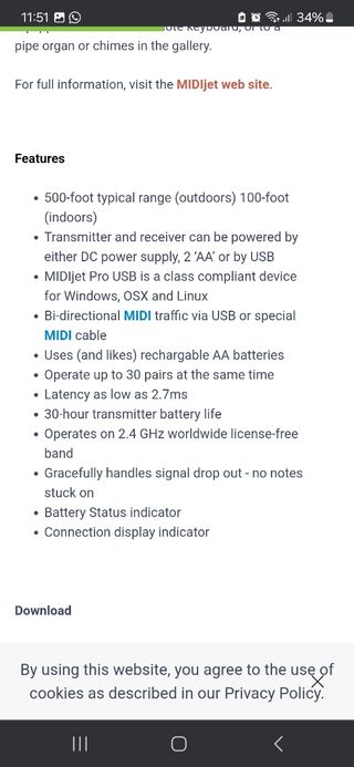 Sistema inalambrico midi