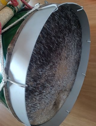 Traditional bass drum in natural leather