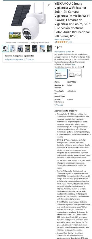 Cámara Vigilancia Wifi Exterior
