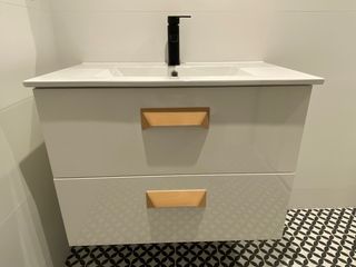 Mueble baño 80 cm con lavabo y espejo