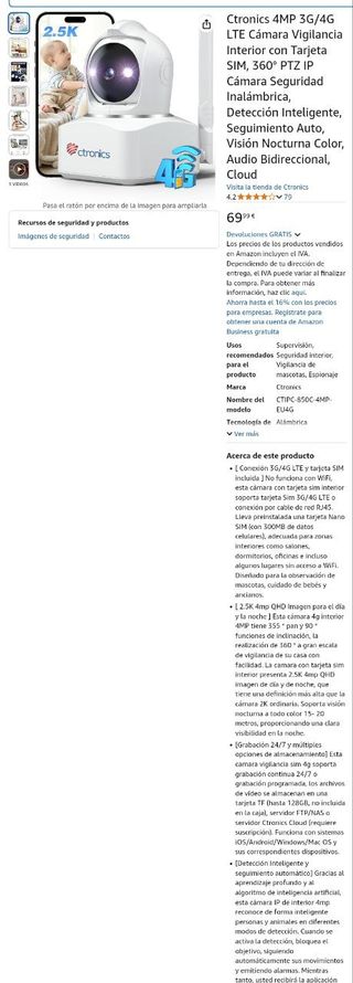 Cámara Vigilancia Interior Ctronic