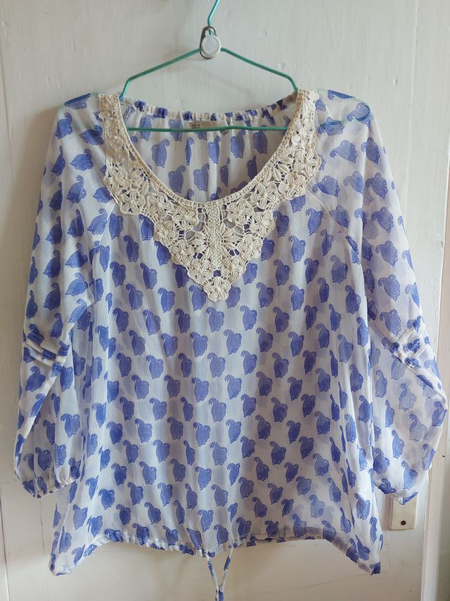 Camisola / Camisa sin botones azul