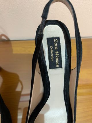 Zapato vestir tacón negro ante talla 38 Zara