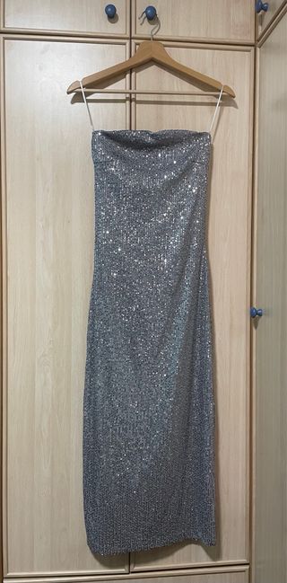 Vestido Nochevieja plateado