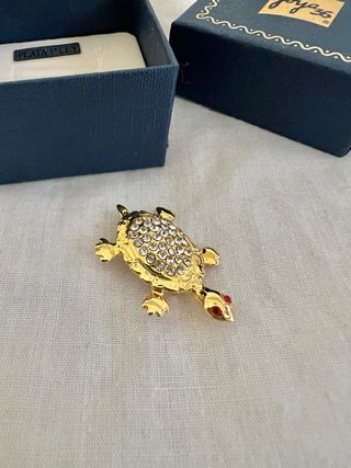 Broche tortuga dorado Plata de Ley