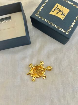 Broche tortuga dorado Plata de Ley