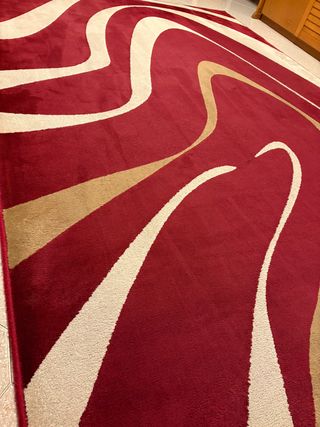 Tappeto Soggiorno Rosso Beige Onde Pelo Corto 2x3