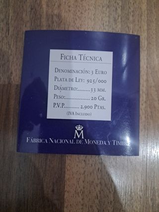Moneda 3€ plata ruta quetzal