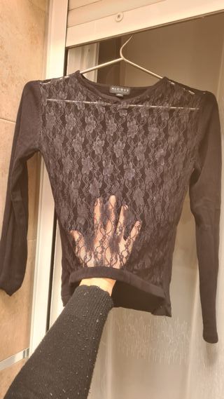 Jersey encaje transparencias sexy negro
